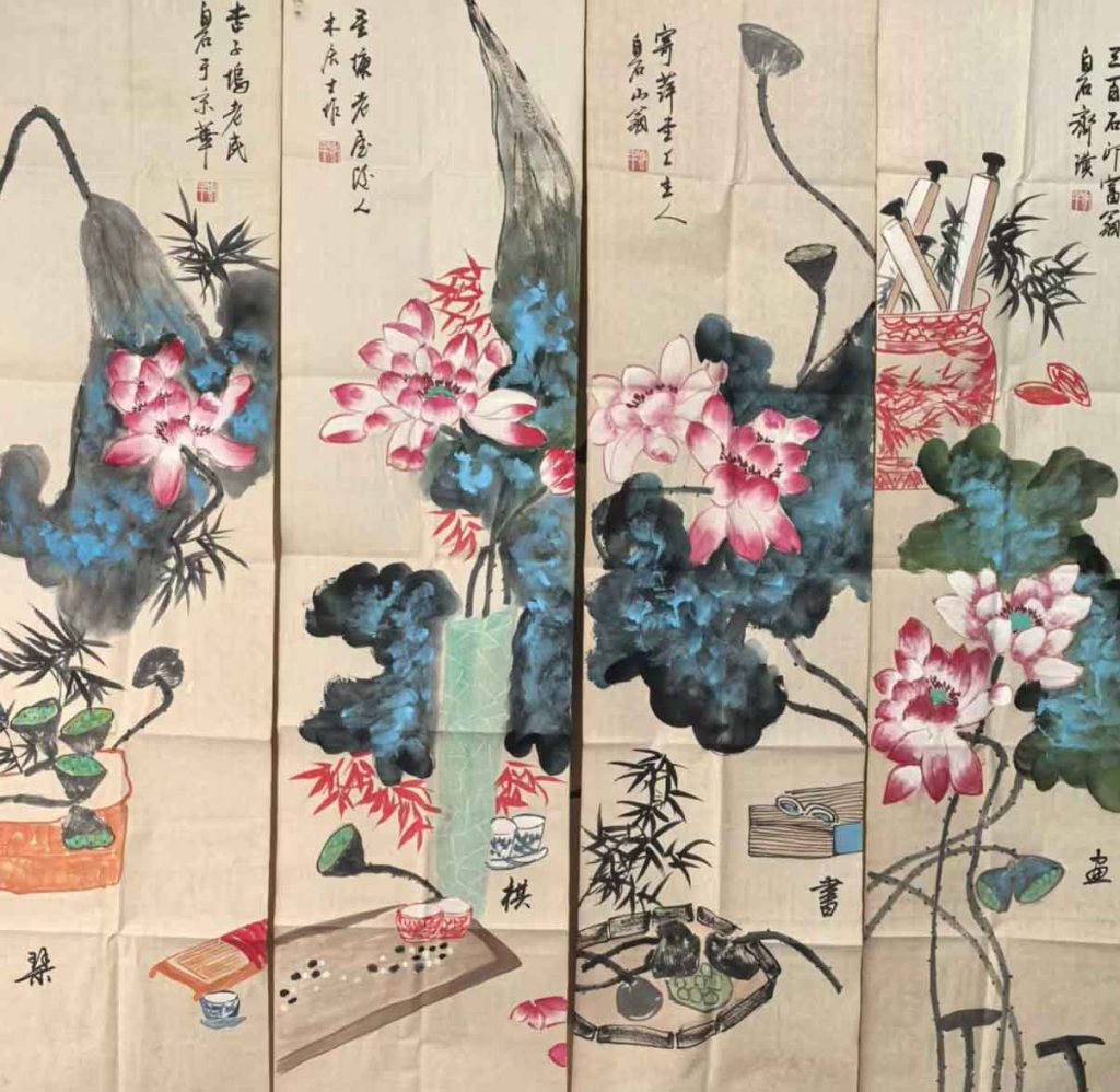 图片[1]-Four screens of Qi Baishi-国际艺术品交易网