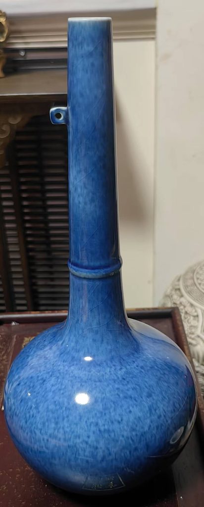 图片[1]-Qing Dynasty monochrome glaze k Kiln variable flow glaze vase-国际艺术品交易网