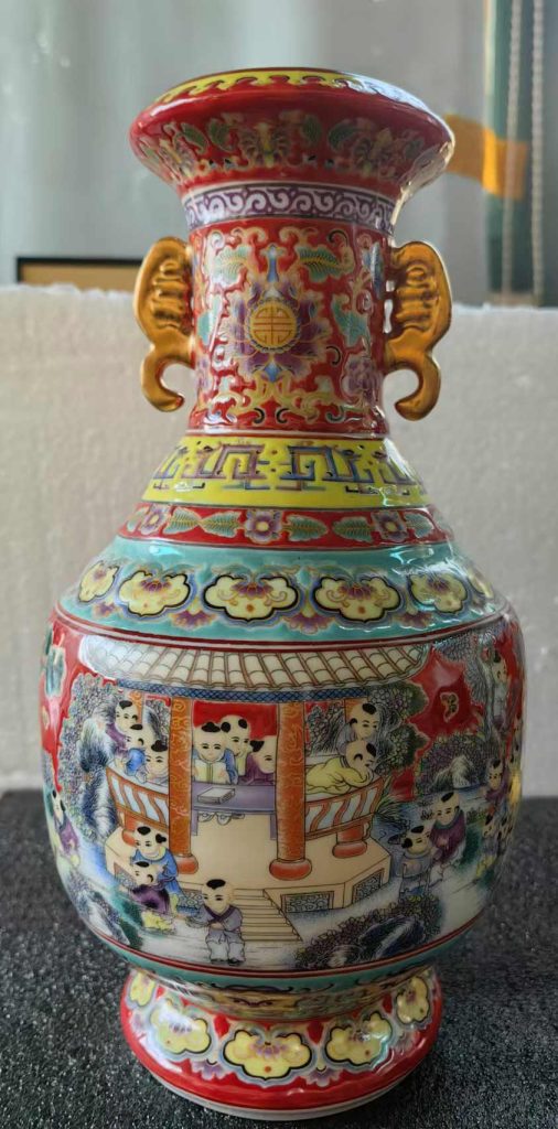 图片[1]-Yongzheng enamel 100-eared vase-国际艺术品交易网