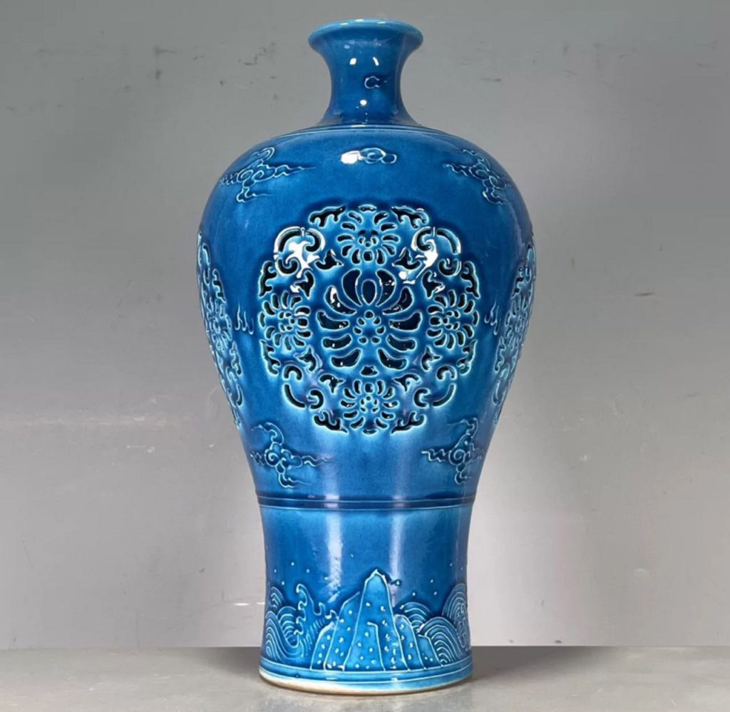 图片[1]-Antique porcelain Daming Hongzhi year blue glaze heart bottle-国际艺术品交易网