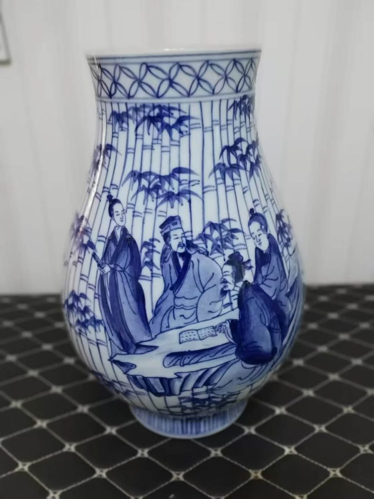 图片[1]-Blue figure bamboo lucky bucket-国际艺术品交易网