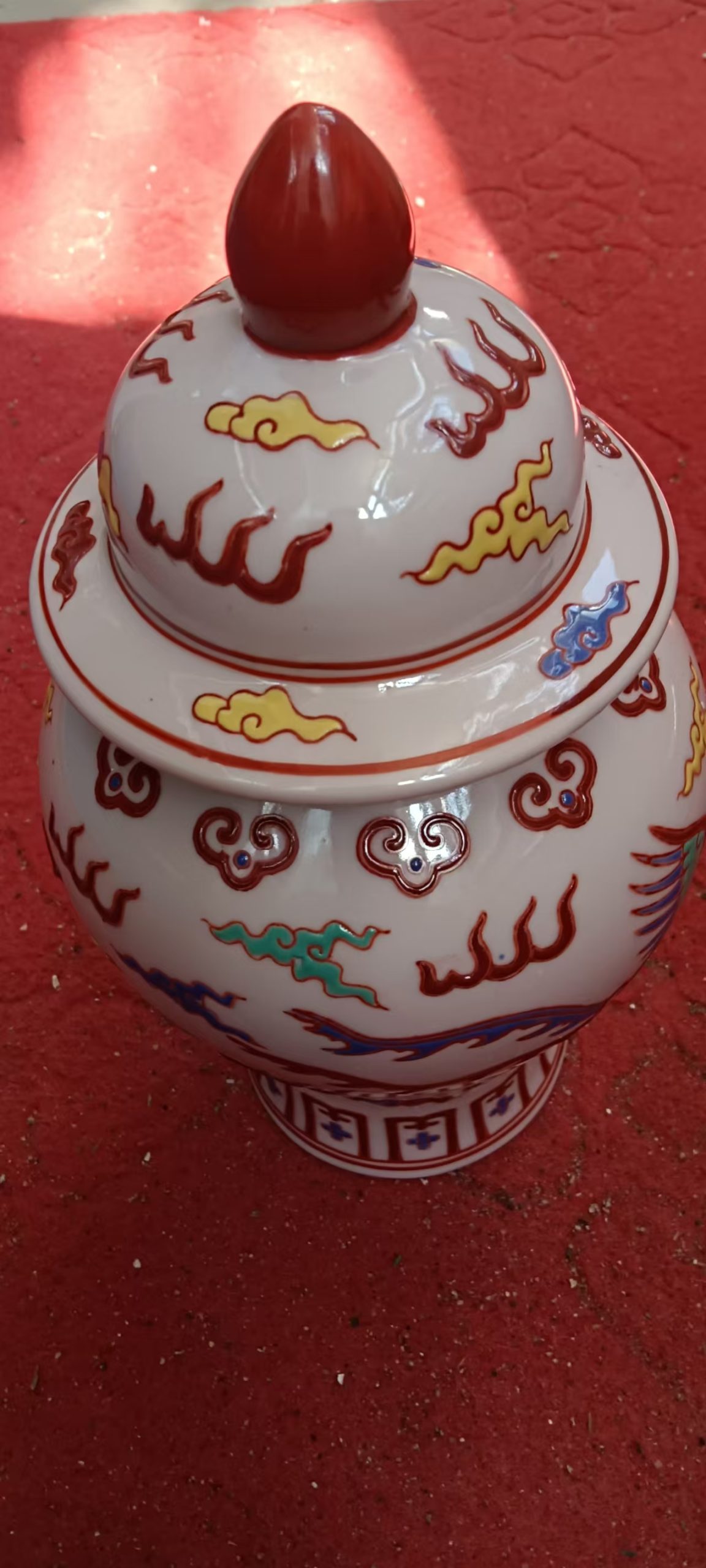 Dragon and phoenix pattern general jar handmade old porcelain-国际艺术品交易网