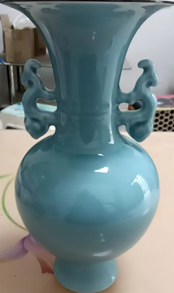 图片[1]-Green-glazed double-ear vase-国际艺术品交易网