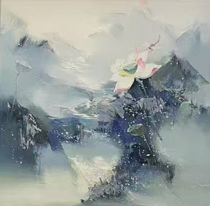 Lotus in oil painting by Wang Dongpu-国际艺术品交易网