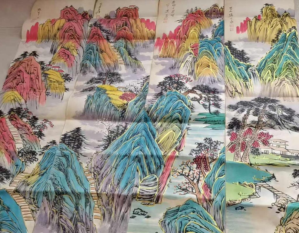 图片[1]-Four screens of Zhang Daqian's landscape-国际艺术品交易网