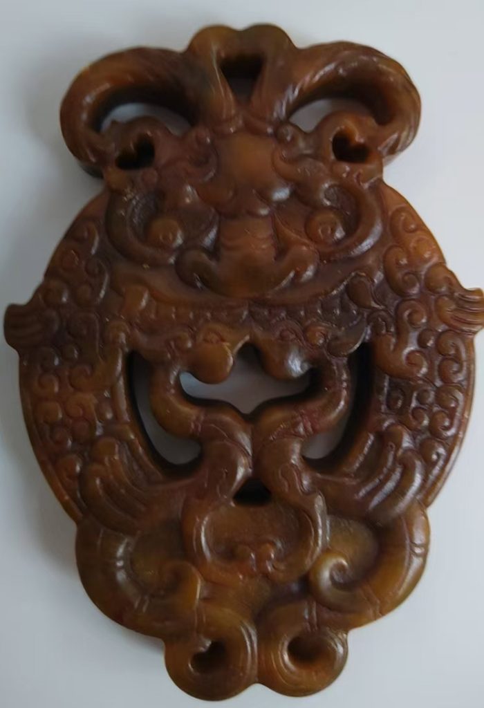 图片[1]-Glazed jade hollow jade pendant-国际艺术品交易网