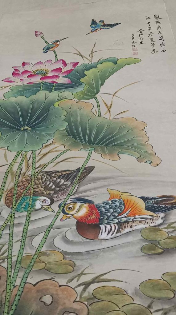 图片[1]-Gongbi painting Chinese painting pure hand-painted flowers, birds and lotus flowers-国际艺术品交易网