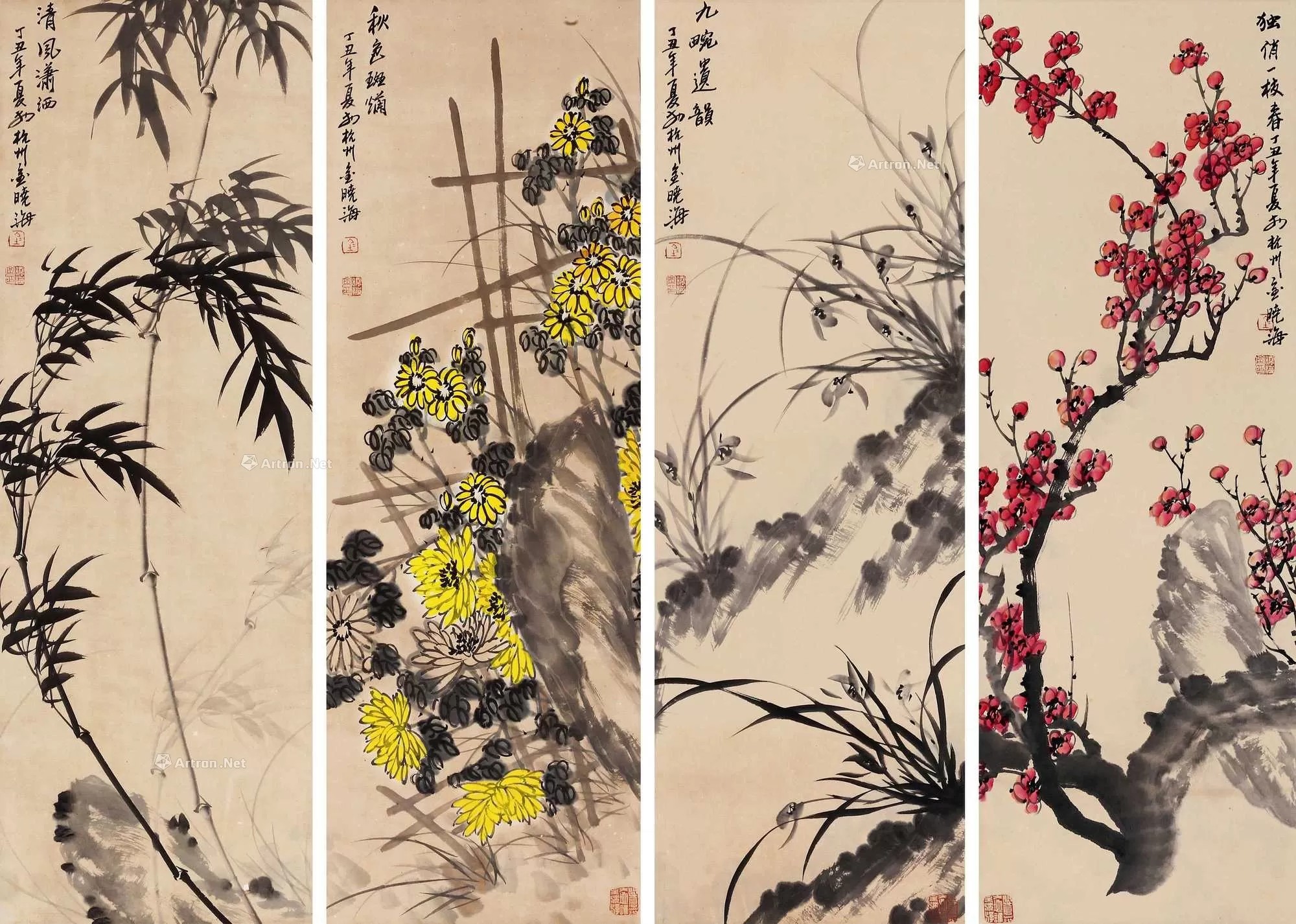 Jin Xiaomei, Meilan bamboo chrysanthemum-国际艺术品交易网