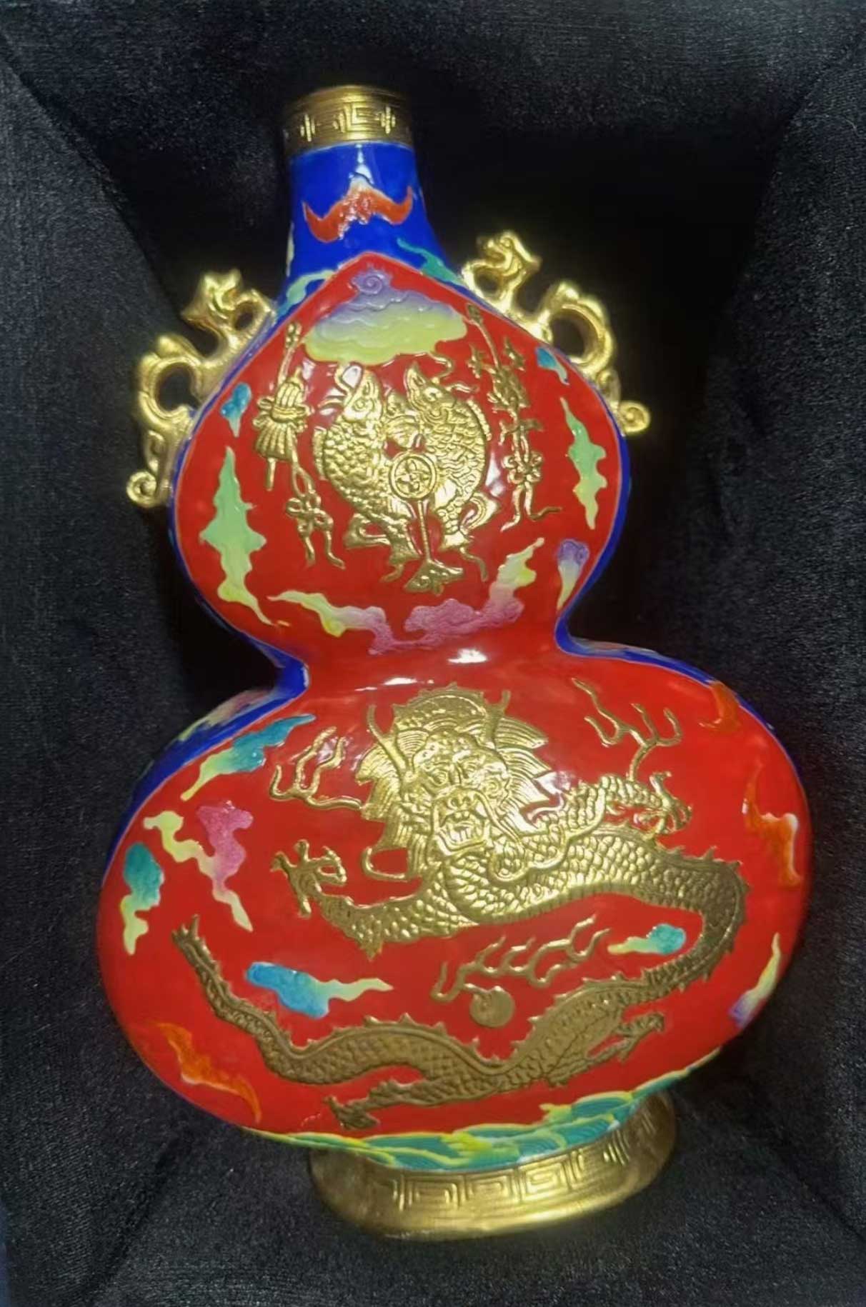 Jingtai blue pure copper gourd ornament vase-国际艺术品交易网