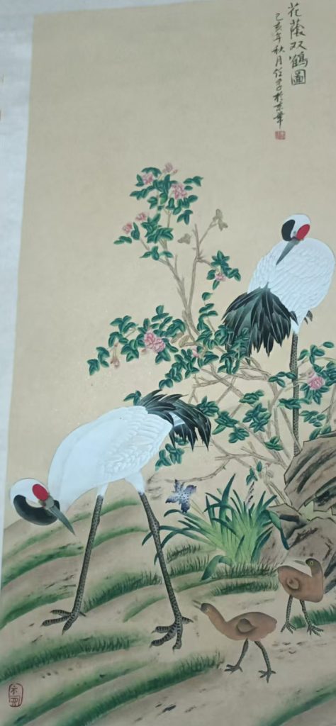 图片[1]-Li Renfu's two cranes in the shade of flowers-国际艺术品交易网