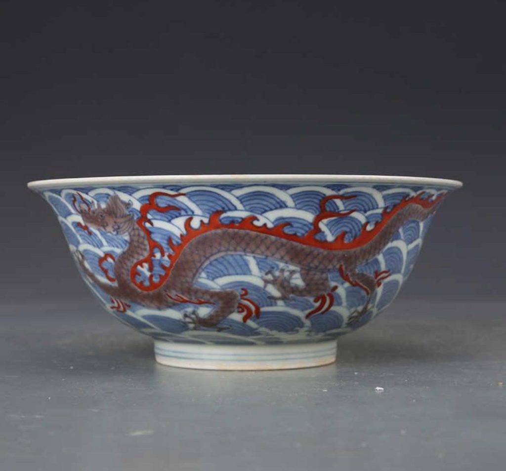 图片[1]-Mingchenghua Seawater Dragon Pattern Large Bowl-国际艺术品交易网