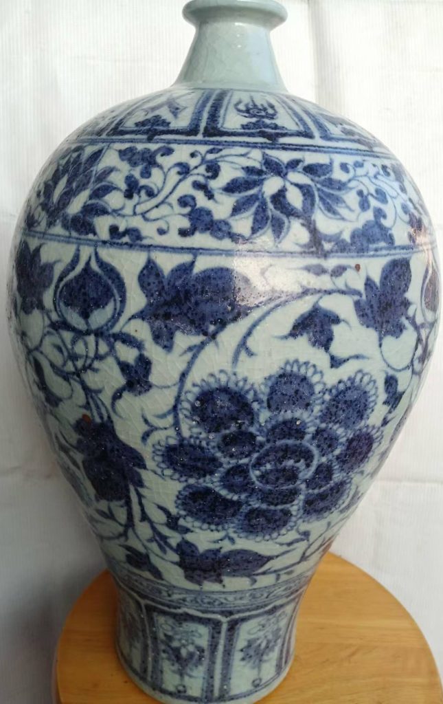 图片[1]-Old porcelain in the official kiln, blue and white flowers wrapped in the Yuan Dynasty, open plum bottles-国际艺术品交易网