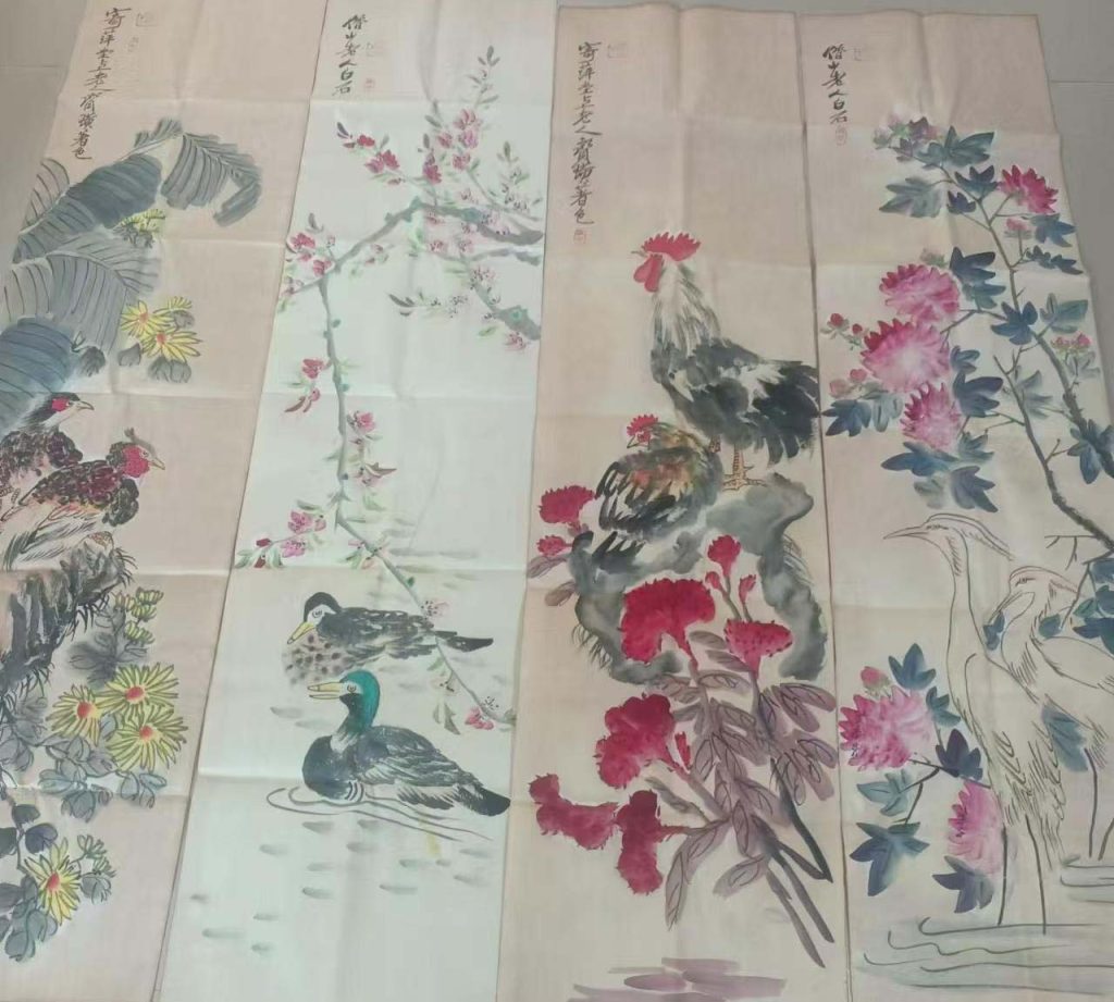 图片[1]-Qi Baishi Shoutao four screens-国际艺术品交易网