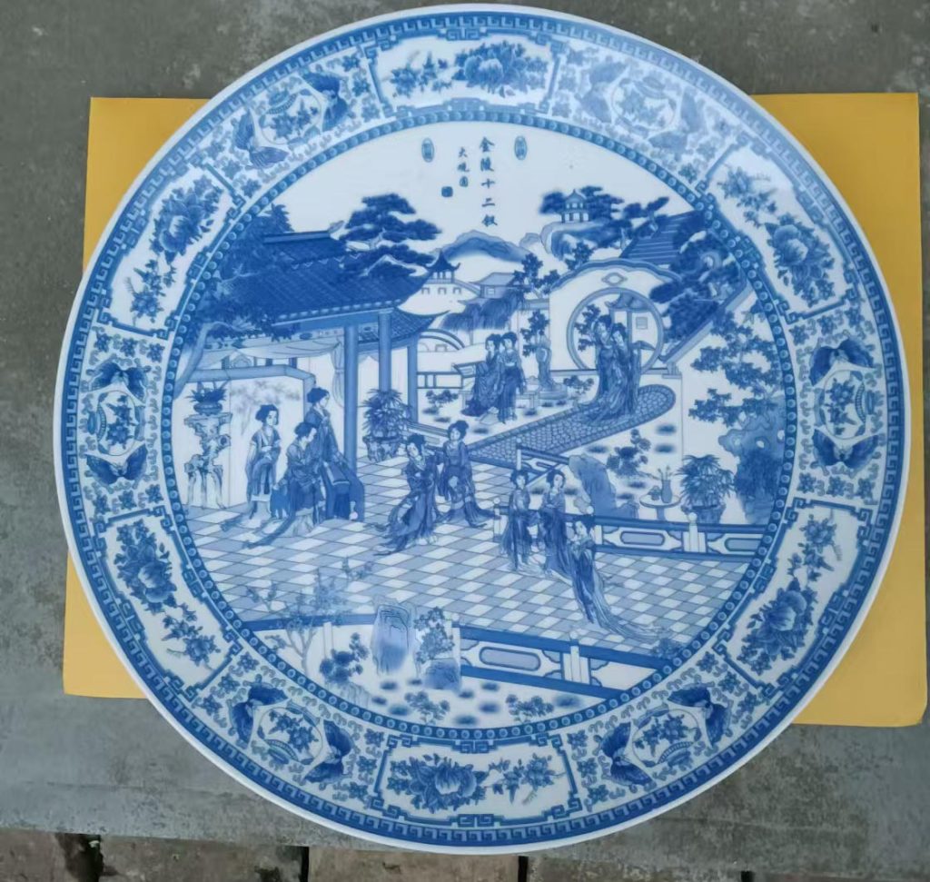 图片[1]-Qianlong blue and white twelve goldpin plates-国际艺术品交易网