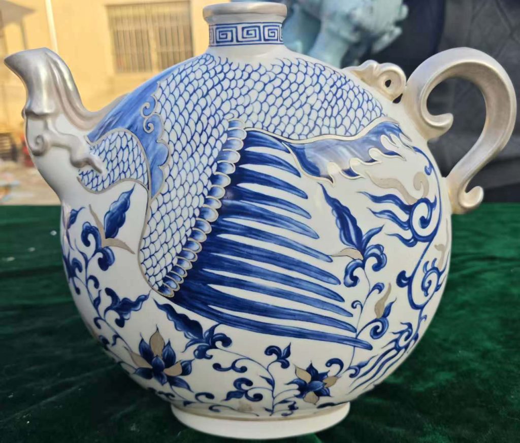 图片[1]-Qing Dynasty Qianlong blue and white painting silver phoenix first pot antique collection antique ceramic ancient porcelain-国际艺术品交易网
