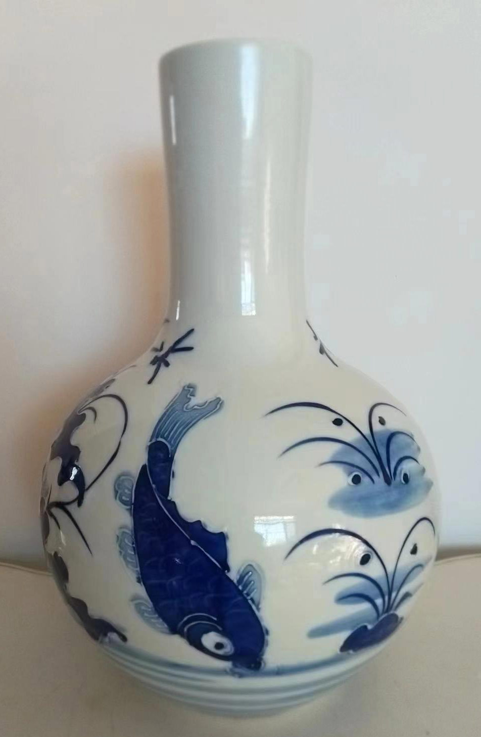Qing Dynasty Qianlong year blue and flower sea grass fish pattern celestial sphere-国际艺术品交易网