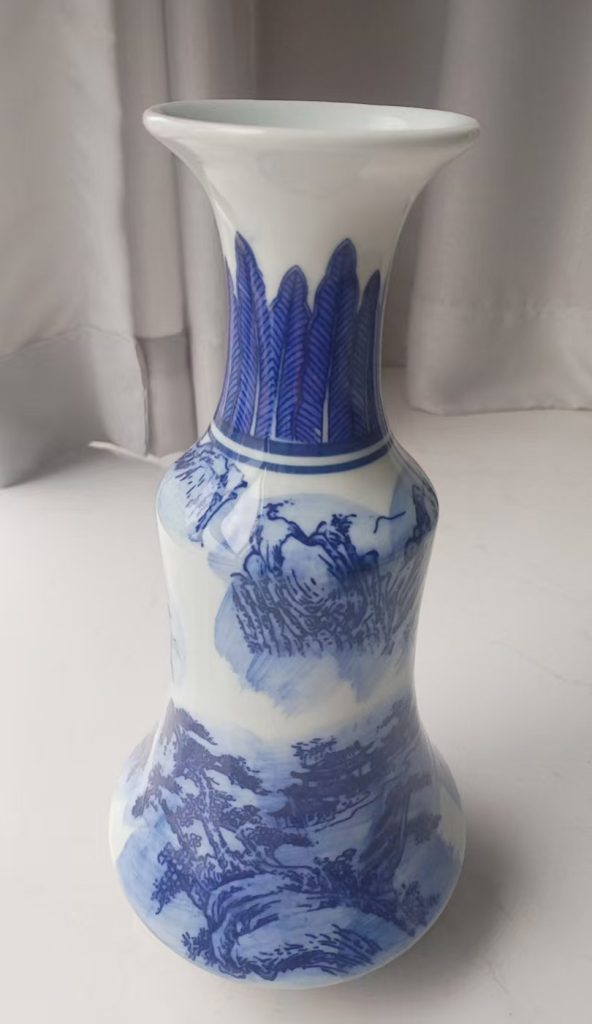 图片[1]-Qing Qianlong blue and flower landscape rattle bottle-国际艺术品交易网