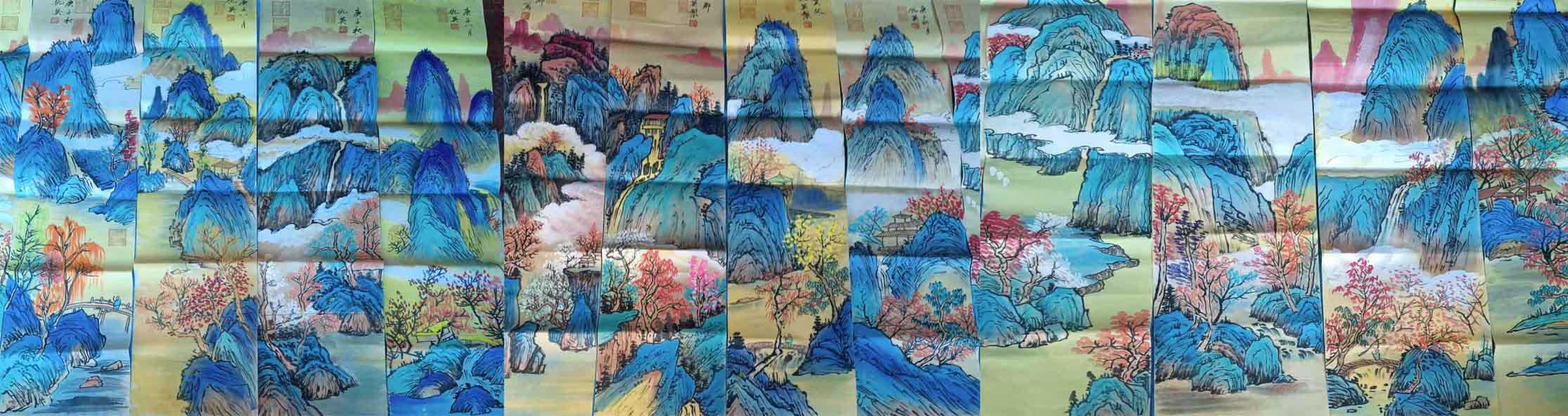 Qiu Ying's landscape, twelve screens of traditional Chinese painting-国际艺术品交易网