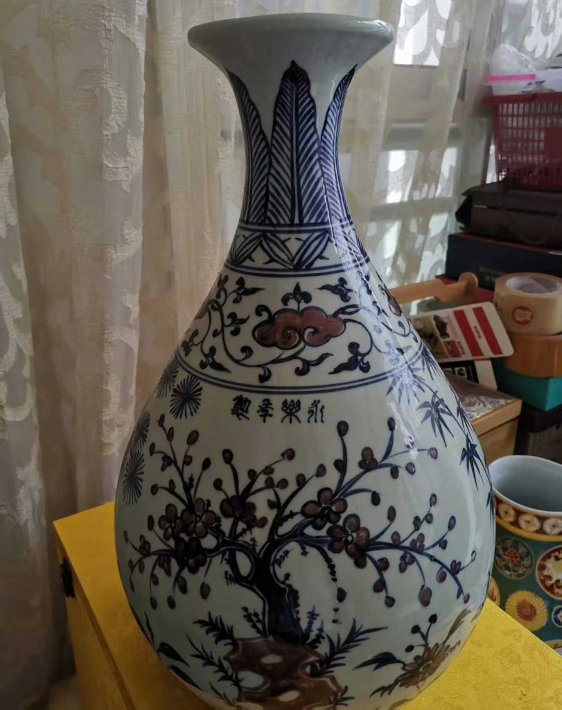 图片[1]-Red jade pot spring in blue and white glaze-国际艺术品交易网