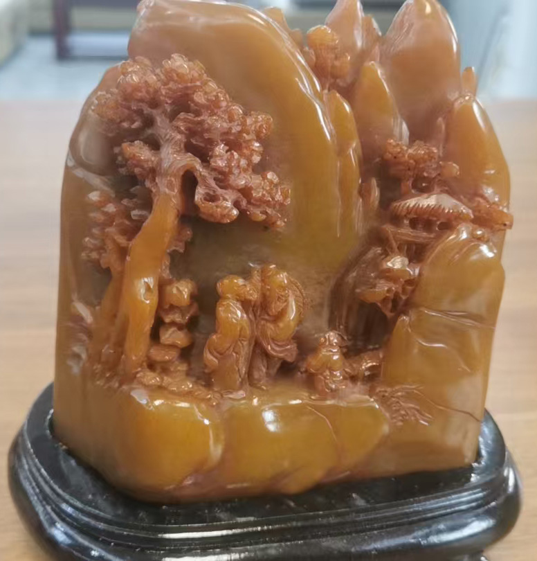 Shoushan Stone Hibiscus Stone Resin Ornament-国际艺术品交易网
