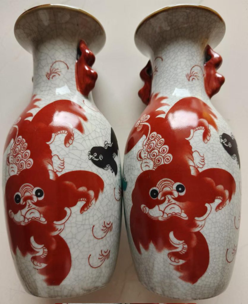 图片[1]-Taishi Shaobao double-eared porcelain vase-国际艺术品交易网