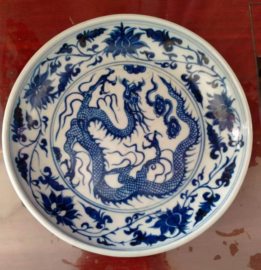 图片[1]-Yuan Qinghua hand-painted dragon pattern double-sided-国际艺术品交易网