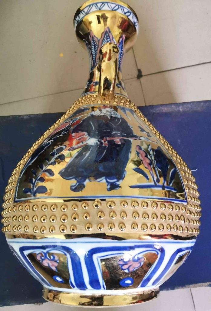 图片[1]-Yuan blue and white glaze red gold qilin pattern jade pot spring-国际艺术品交易网